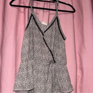 Sienna Sky Black & White Dotted Wrap-Front Camisole Romper